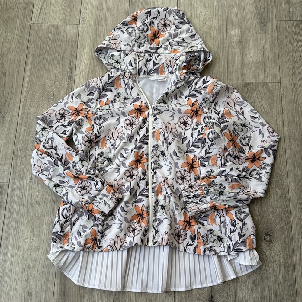 Diadora Floral Hooded Jacket - Orange and Gray